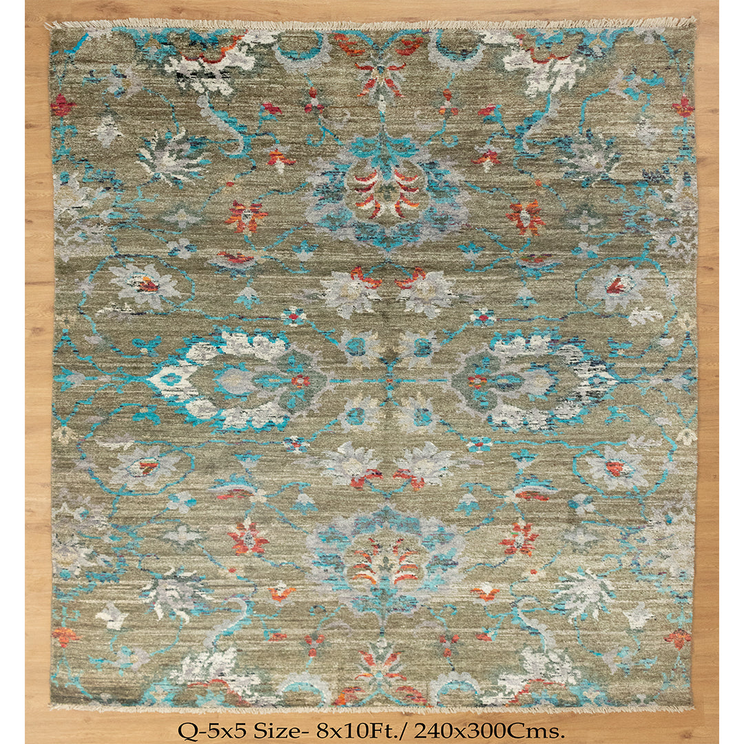 8x10 Zeigler Persian Floral Modern Transitional Saree Silk Rug | Shritija Rugs | Rugs Online London